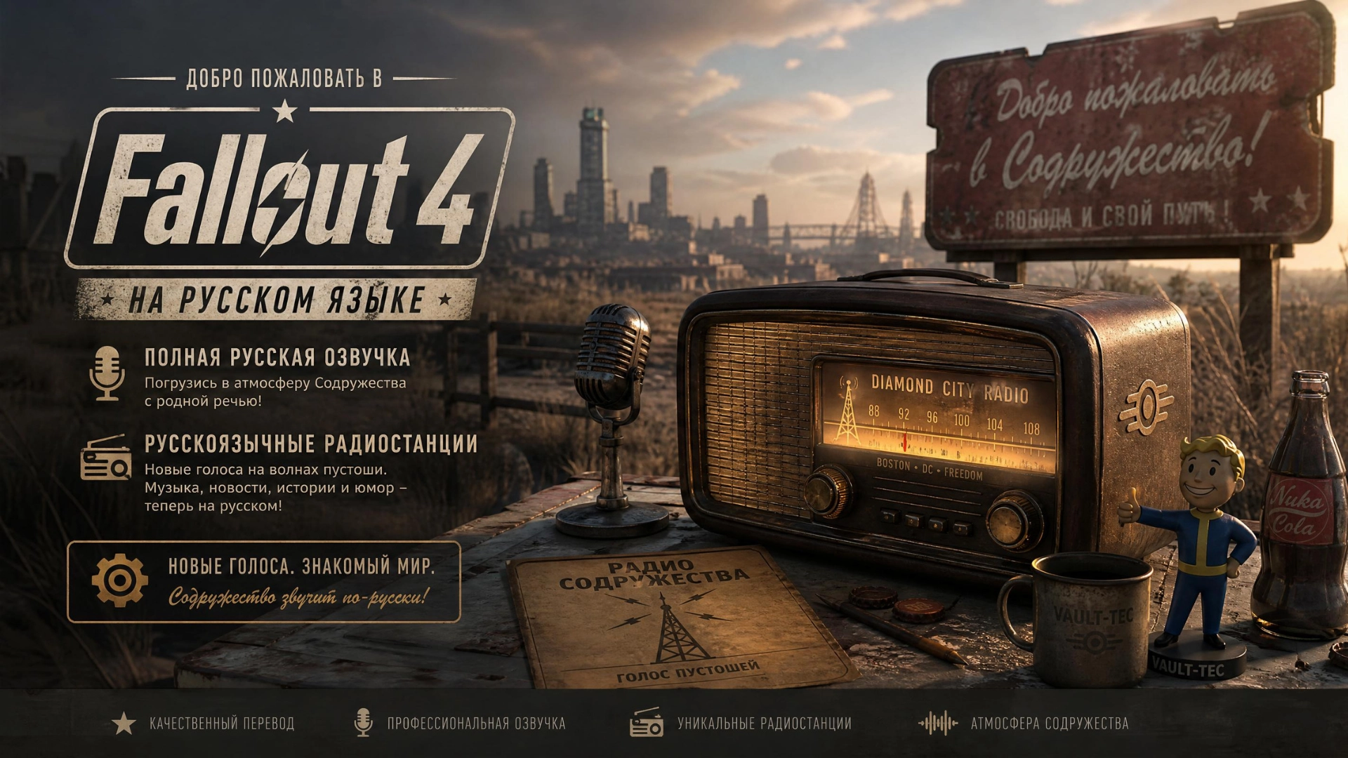 Русская озвучка Fallout 4 и радиостанции с русскими ведущими